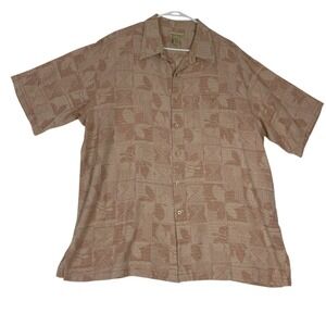 Kona Kai Hawaiian Camp‎ Shirt Mens 2XL Mauve Silk Blend Button Tribal Tropical